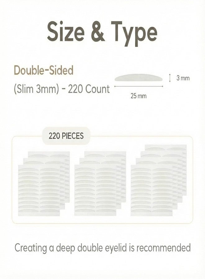 Eye Charm Magic Slim Double Eyelid Tape – Invisible Adhesive Strips for Hooded Monolid Correction – Authentic K-Beauty Tech Made in Korea (Double-Sided (Slim 3mm) - 220 Count) - Image 2
